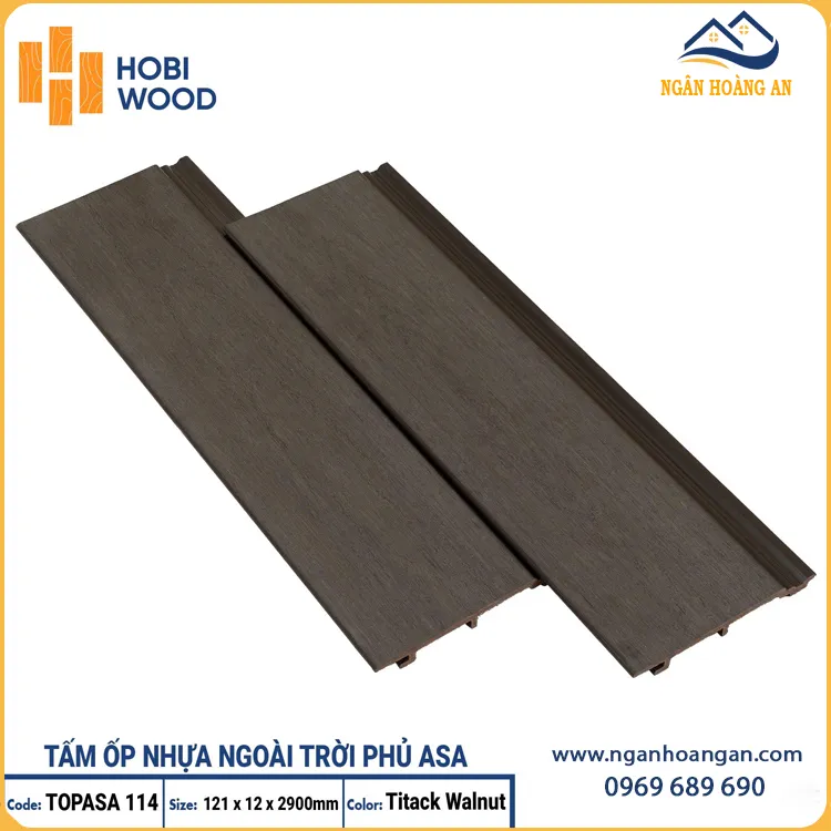 Tấm Ốp Gỗ Nhựa Phủ ASA HobiwoodTOPASA114 Titack Walnut