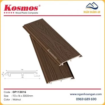 Tấm Ốp Gỗ Nhựa Ngoài Trời Phủ ASA Kosmos OP113X16 Walnut
