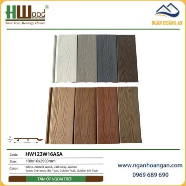 Tấm Ốp Gỗ Nhựa Ngoài Trời Phủ ASA Hwood HW123W16ASA