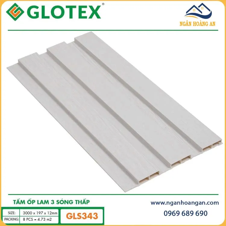 Tấm Ốp Lam 3 Sóng Thấp Nhựa Giả Gỗ Glotex-GLS-343