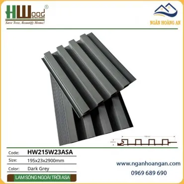 Tấm Ốp Lam Sóng Gỗ Nhựa Ngoài Trời ASA Hwood HW215W23ASA Dark Grey