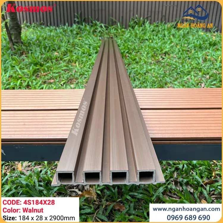 Tấm Ốp Trần Lam Sóng Ngoài Trời ASA Kosmos 4S184X28 Walnut