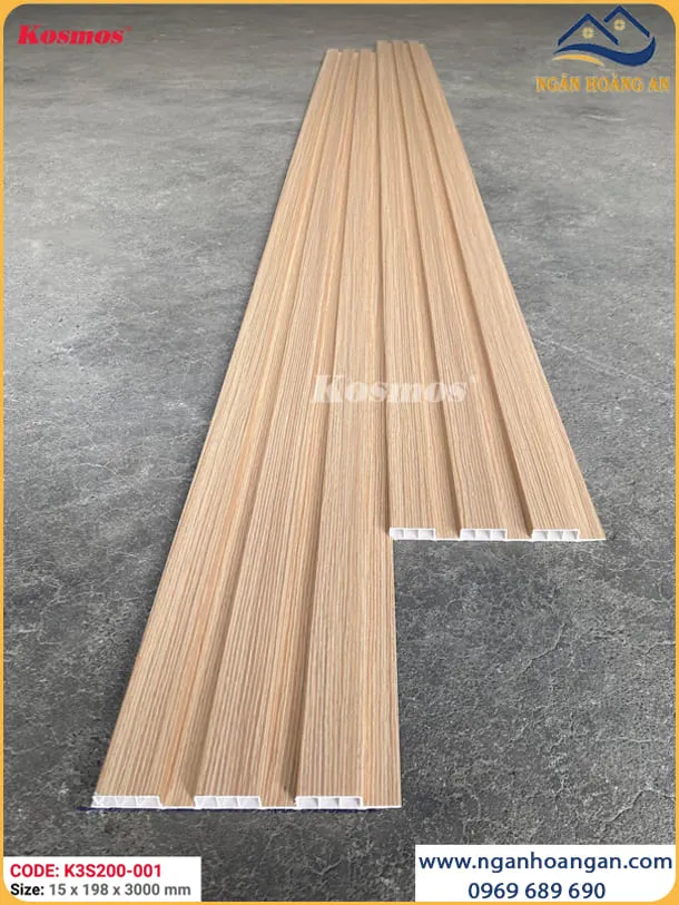 Tấm Ốp Lam Sóng Nhựa Giả Gỗ Kosmos K3S200-001