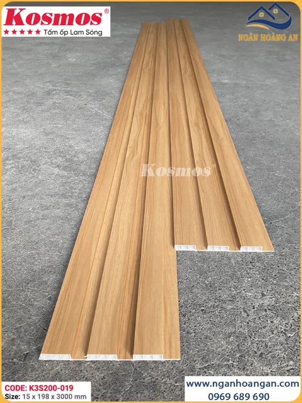Tấm Ốp Lam Sóng Nhựa Giả Gỗ Kosmos K3S200-019