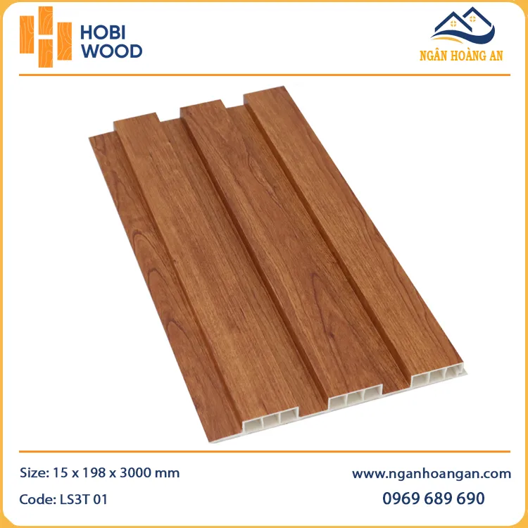 Tấm Ốp Lam Sóng Nhựa Giả Gỗ Hobiwood LS3T-01