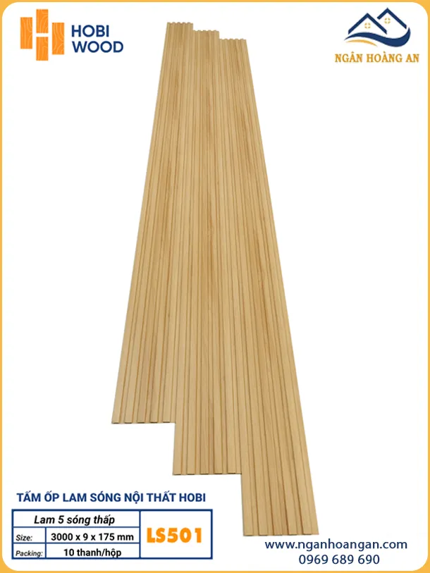 Tấm Ốp Lam Sóng Nhựa Hobiwood LS501 Vân Gỗ Vàng Sồi