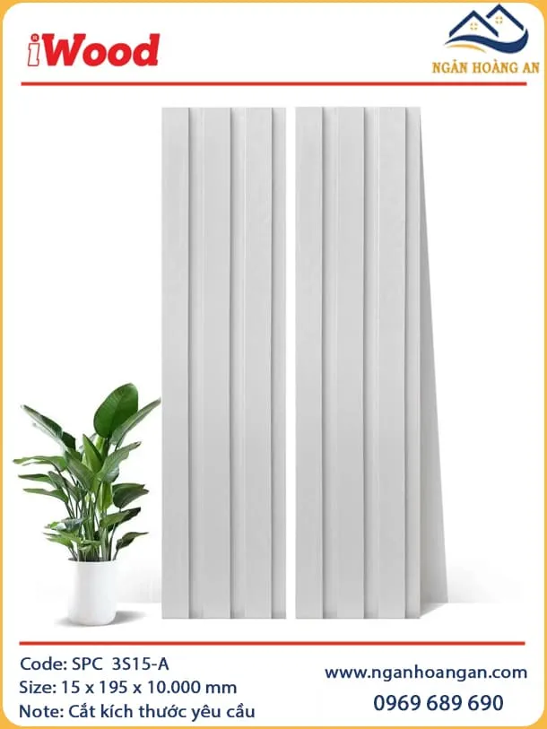 Tấm Ốp Lam Sóng Nhựa iWood 3S15-A Trắng Trơn