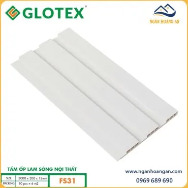 Tấm Ốp Lam Sóng Nhựa Màu Trắng Vân Gỗ Glotex FS31
