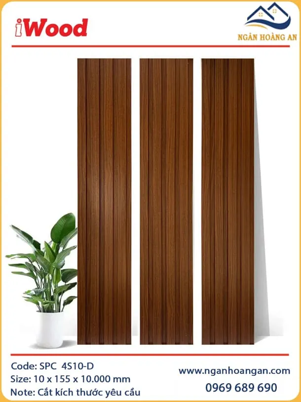 Tấm Ốp Lam Sóng Nhựa Ốp Tường Giả Vân Gỗ iWood 4S10-D Tấm Ốp Lam Sóng Nhựa Ốp Tường Giả Vân Gỗ iWood 4S10-D