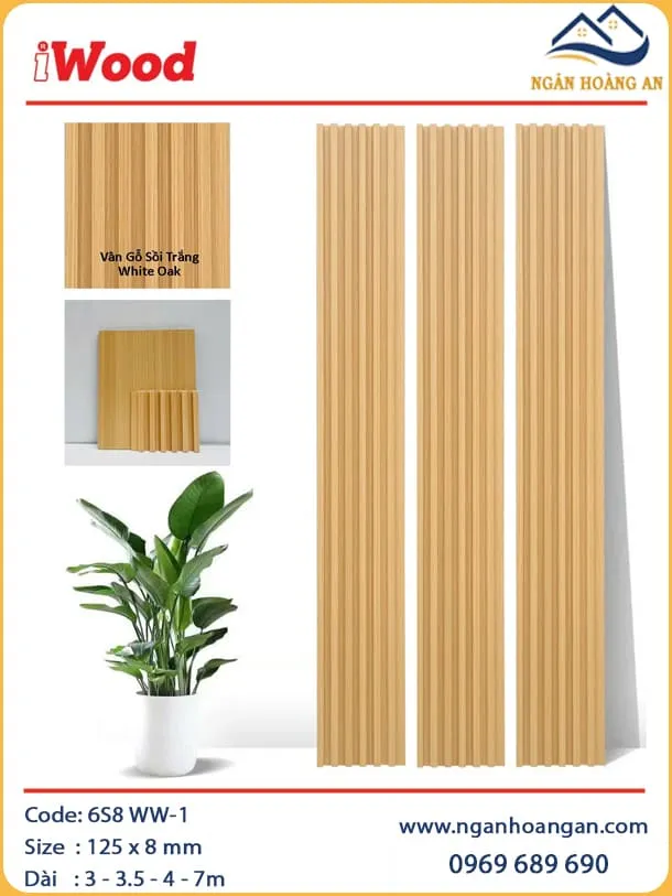 Tấm Ốp Lam Sóng Than Tre Vân Gỗ iWood 6S8 WW-1
