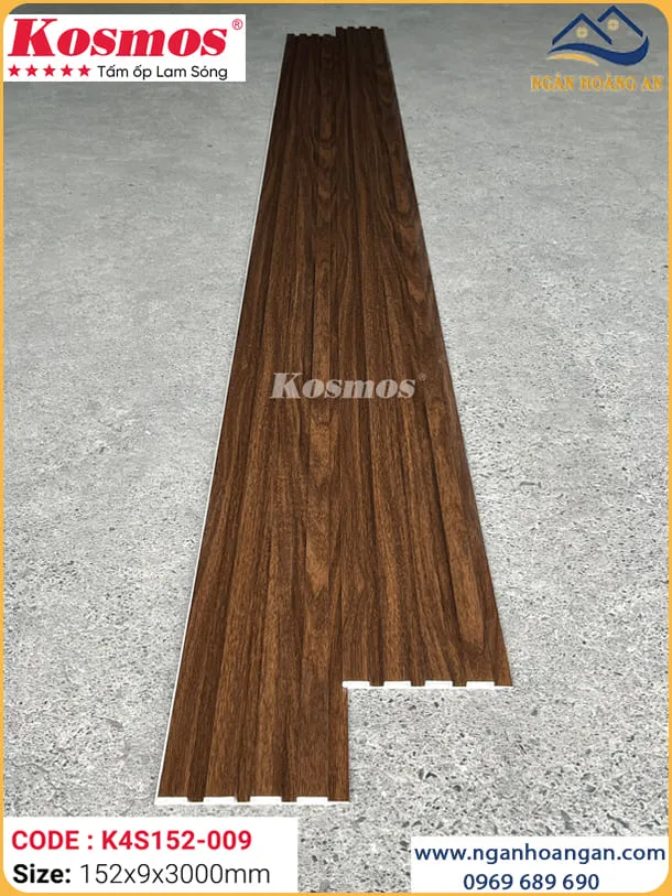 Tấm Ốp Nhựa Giả Gỗ Lam 4 Sóng Kosmos K4S152-009