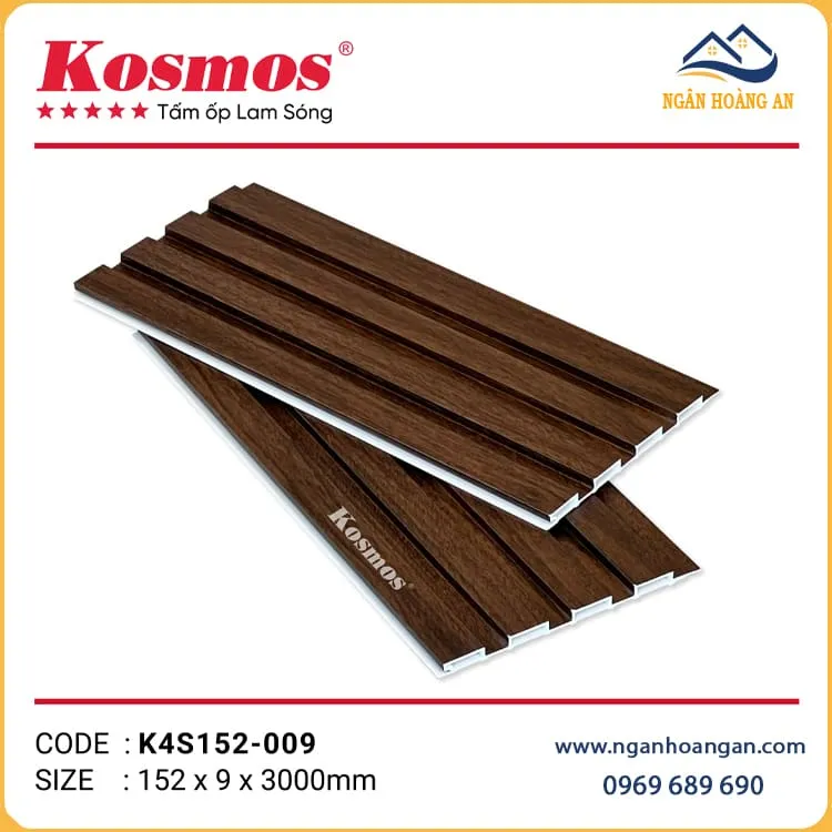 Tấm Ốp Nhựa Giả Gỗ Lam 4 Sóng Kosmos K4S152-009