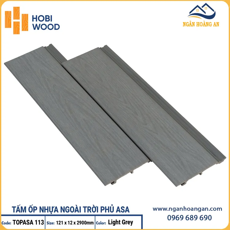 Tấm Ốp Phủ ASA 12mm Hobiwood TOPASA113 Màu Light Grey