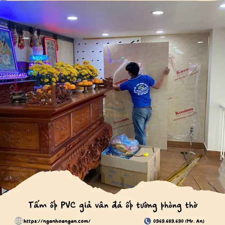 Tấm Ốp PVC Giả Vân Đá Ốp Tường Phòng Thờ