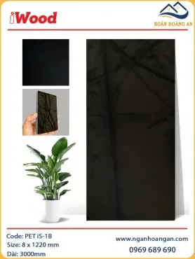 Tấm Ốp Sợi Than Tre Đa Năng Phủ PET Màu Đen iWood iS-1B