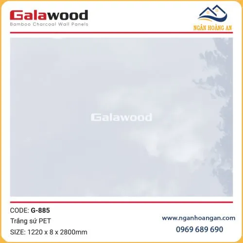 Tấm Ốp Sợi Than Tre Ốp Tường Trắng Sứ PET Galawood G-885