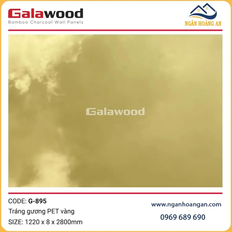 Tấm Ốp Sợi Than Tre Tráng Gương PET Vàng Galawood G-895