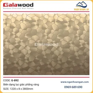 Tấm Ốp Sợi Than Tre Biên Dạng Lục Giác Phẳng Vàng Galawood G-892