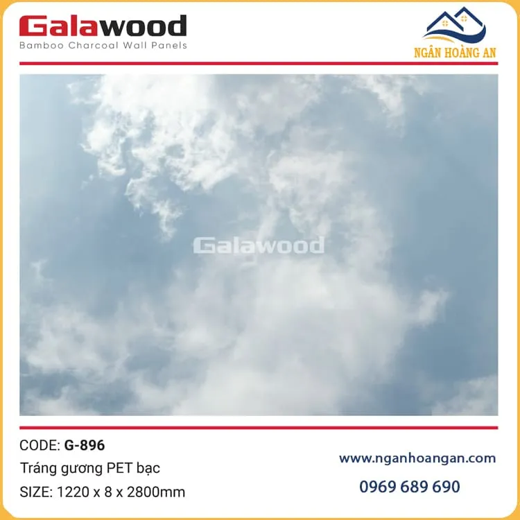 Tấm Ốp Than Tre Đa Năng Tráng Gương PET Bạc G-896