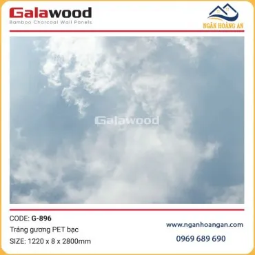 Tấm Ốp Than Tre Đa Năng Tráng Gương PET Bạc Galawood G-896