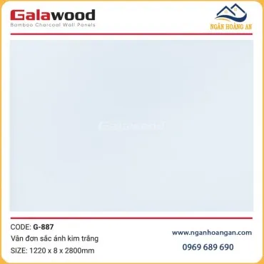 Tấm Ốp Than tre Đa Năng Vân Đơn Sắc Ánh Kim Trắng Galawood G-887