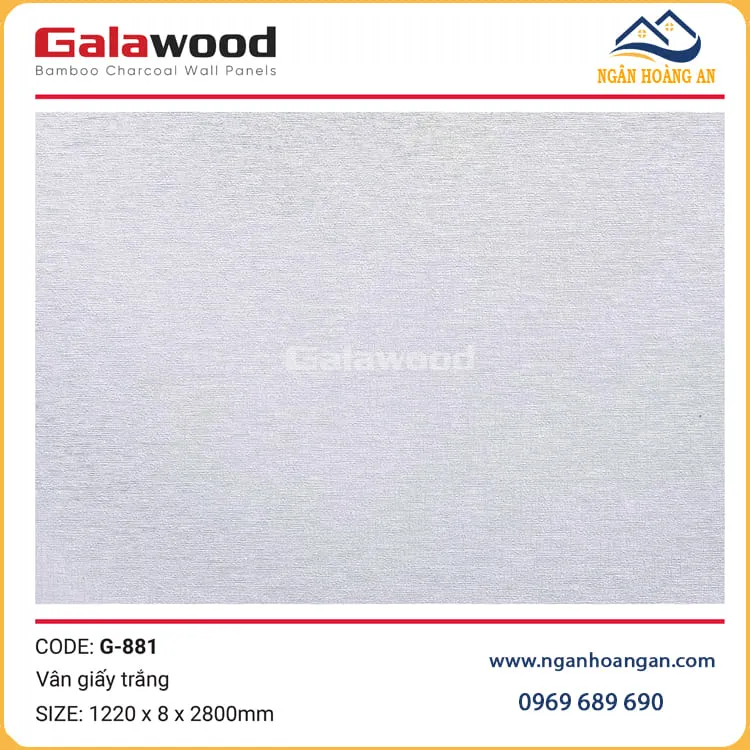 Tấm ỐP Than Tre Galawood G-881 Vân Giấy Trắng Tấm ỐP Than Tre Galawood G-881 Vân Giấy Trắng