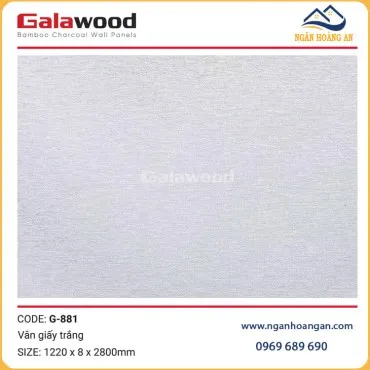 Tấm Ốp Than Tre Galawood G-881 Vân Giấy Trắng