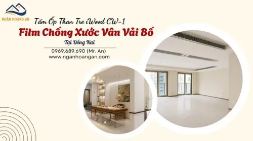 Tấm Ốp Than Tre iWood CW-1 Film Chống Xước Vân Vải Bố Tại Đồng Nai