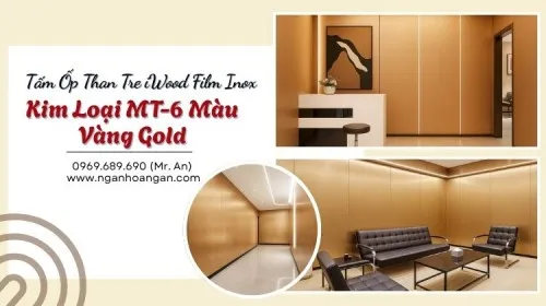 Tấm Ốp Than Tre iWood Film Inox Kim Loại MT-6 Màu Vàng Gold