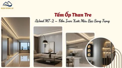 Tấm Ốp Than Tre iWood MT-2 – Film Inox Xước Màu Bạc Sang Trọng