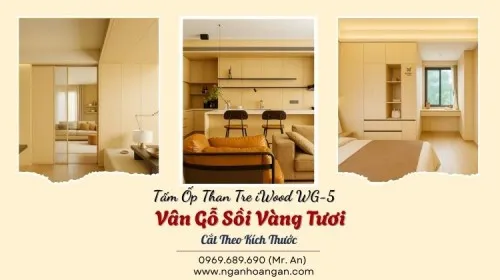 Tấm Ốp Than Tre iWood WG-5 Vân Gỗ Sồi Vàng Tươi Cắt Theo Kích Thước