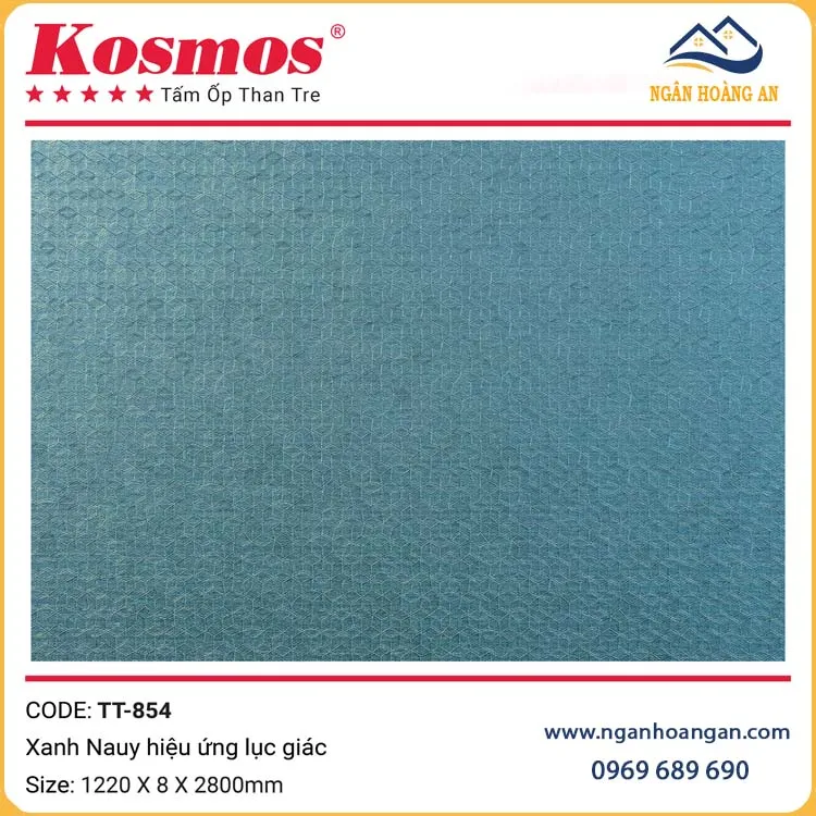 Tấm Ốp Than Tre Kosmos TT-854 Xanh Nauy Hiệu Ứng Lục Giác