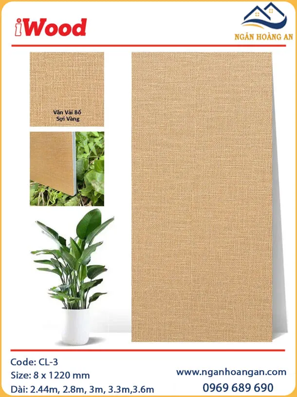 Tấm Ốp Than Tre Ốp Tường Giả Vải Bố Sợi Vàng iWood CL-3
