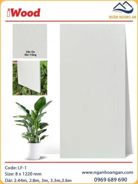 Tấm Ốp Than Tre Ốp Tường Sần Trắng iWood LF-1