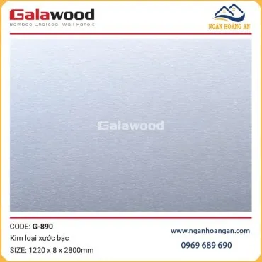 Tấm Ốp Than Tre Sợi  Đa Năng Kim Loại Xước Bạc Galawood G-890