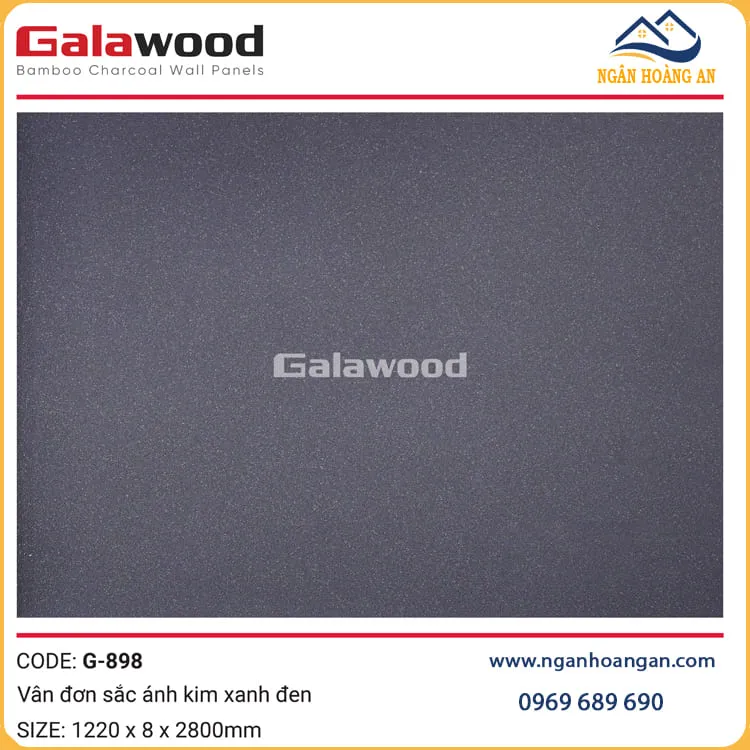 Tấm Ốp Sợi Than Tre Vân Đơn Sắc Ánh Kim Đen Galawood G-898