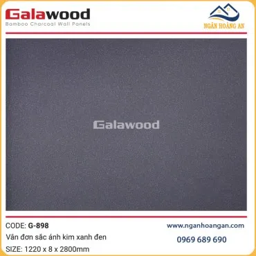 Tấm Ốp Sợi Than Tre Vân Đơn Sắc Ánh Kim Đen Galawood G-898