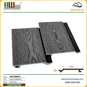 Tấm Ốp Trần Gỗ Nhựa Ngoài Trời Hwood HW148W21 Dark Grey