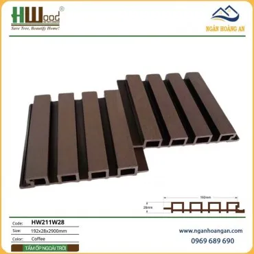 Tấm Ốp Trần Lam Sóng Gỗ Nhựa Ngoài Trời Hwood HW211W28 Coffee