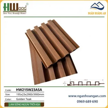 Tấm Ốp Trần Lam Sóng Ngoài Trời ASA Hwood HW215W23ASA Golden Teak