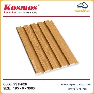 Tấm Ốp Trần Nhựa Lam 5 Sóng Thấp Giả Gỗ Kosmos 5ST-928
