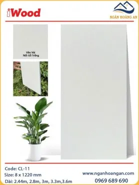 Tấm Ốp Than Tre Giả Vân Vải Nổi Gỗ Trắng iWood CL-11