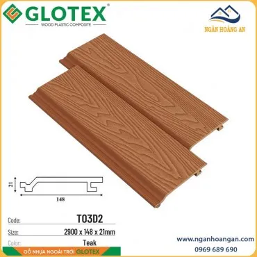 Tấm Ốp Tường Gỗ Nhựa Ngoài Trời Glotex TO3D2 Teak