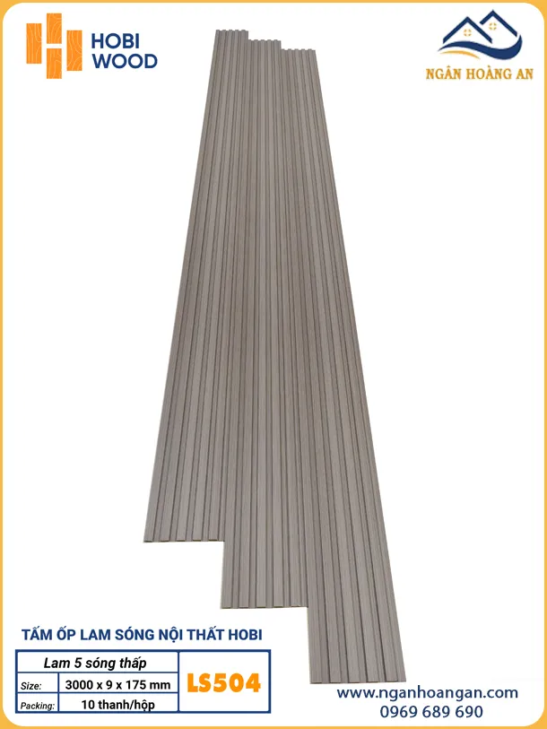 Tấm Ốp Tường Lam Sóng Hobiwood LS504 Màu Xám Nâu