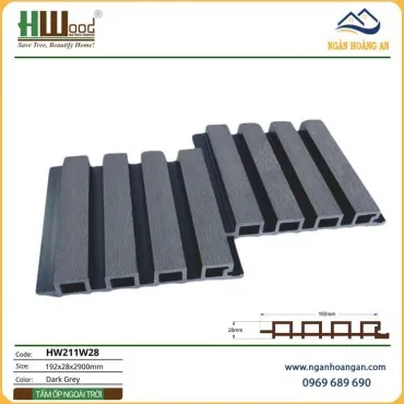 Tấm Ốp Tường Lam Sóng Ngoài Trời Hwood HW211W28 Dark Grey