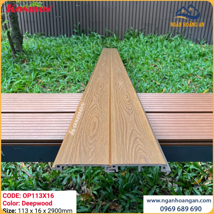 Tấm Ốp Gỗ Nhựa Ngoài Phủ ASA Kosmos OP113X16 Deep Wood
