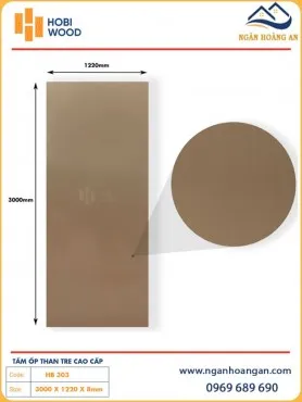 Tấm Ốp Tường Sợi Than Tre Vân Đơn Sắc Hobiwood HB 303