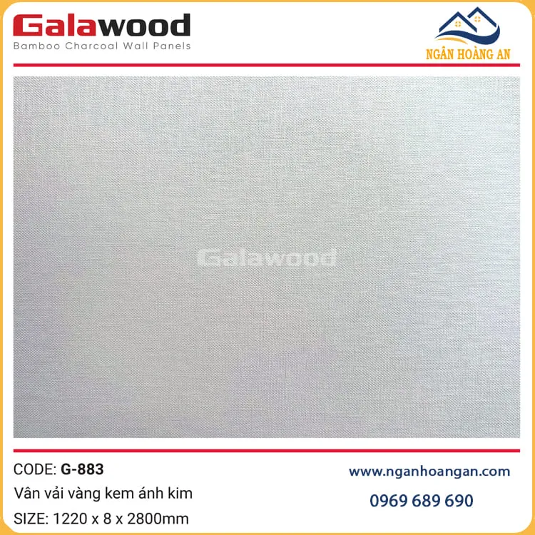 Tấm Ốp Tường Than Tre Galawood  Vân Vải Vàng Ánh Kim G-883