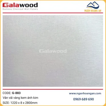 Tấm Ốp Tường Than Tre Galawood  Vân Vải Vàng Ánh Kim G-883