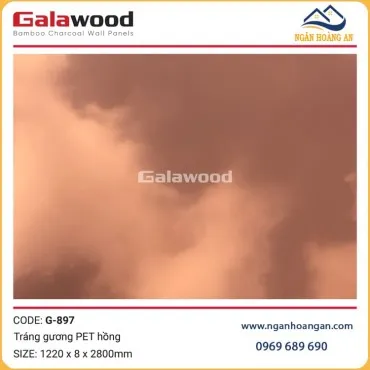 Tấm Ốp Tường Than Tre Tráng Gương PET Hồng Galawood G-897